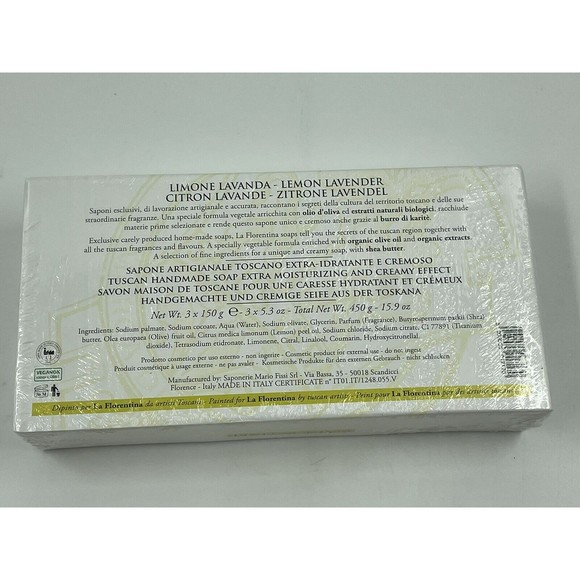 La Florentina LEMON LAVENDER -3 X 5.3 oz Embossed Luxury-Italy SEALED! - Picture 7 of 7